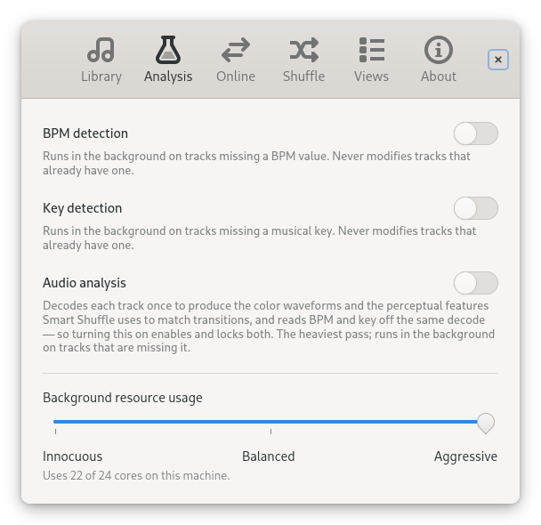 Sustain analysis settings.